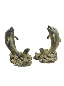 Pair Bronze Dolphin Fountains