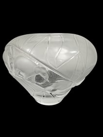 Lalique France Crystal "Borneo" Elephant Vase