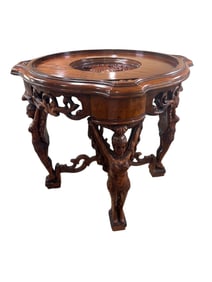 1910 Renaissance Revival Carved Wood Tea Table
