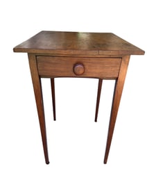 Antq Cherry One Drawer Table Tapered Legs