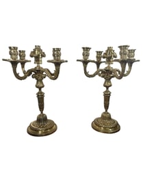 Pr 19C Regency Candelabra Brass