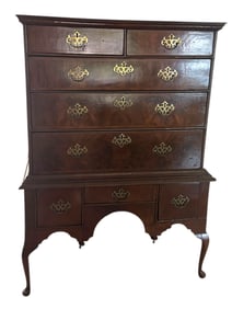 18C English Queen Anne Chest on Stand Highboy