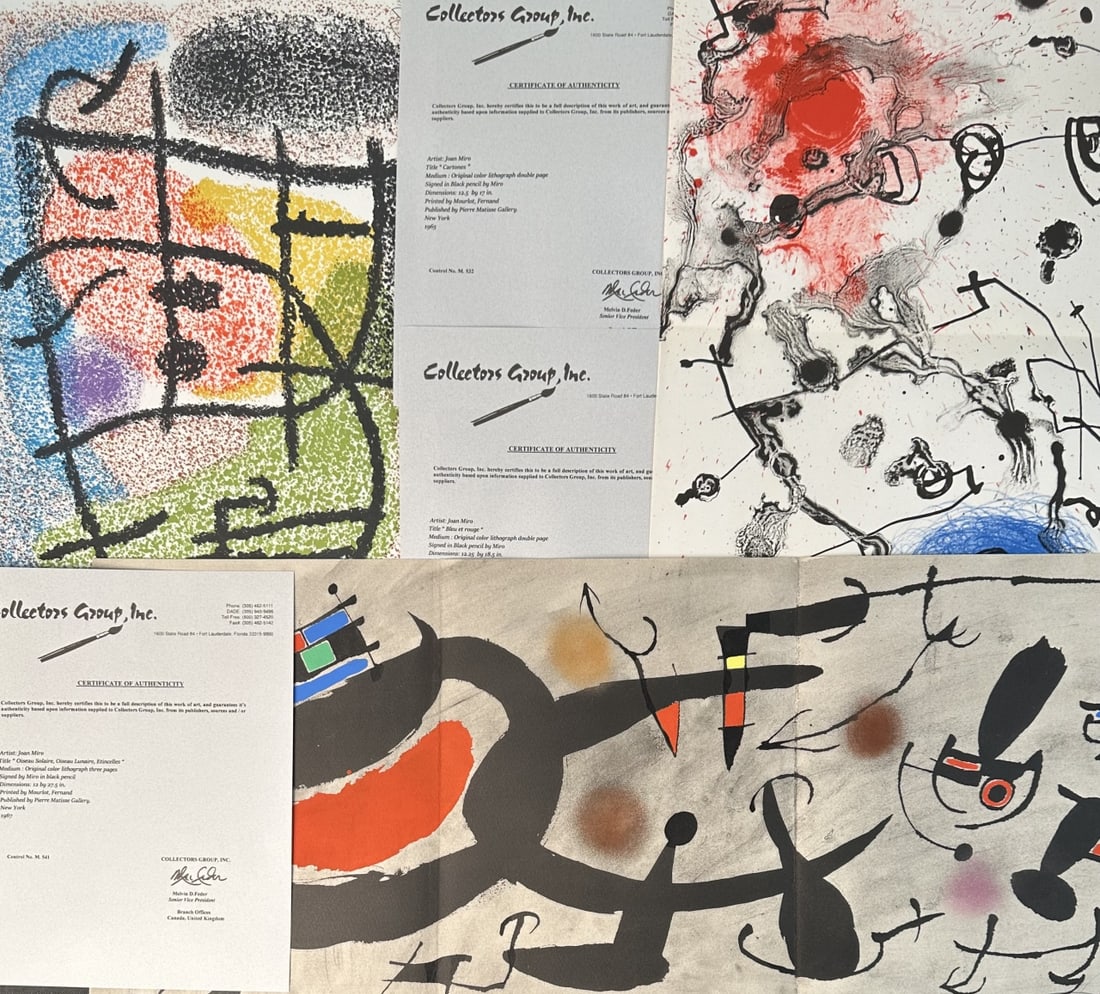 3pc Joan Miro Color Lithographs COA (1 of 10)
