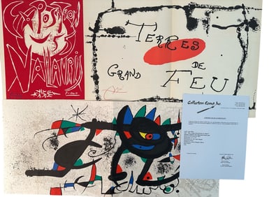 3pcs (2) Joan Miro & (1) Pablo Picasso COA