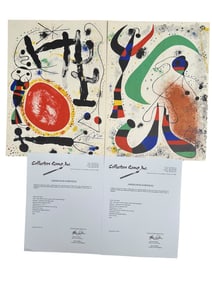 2pc Joan Miro Color Lithographs 60th Birthday COA