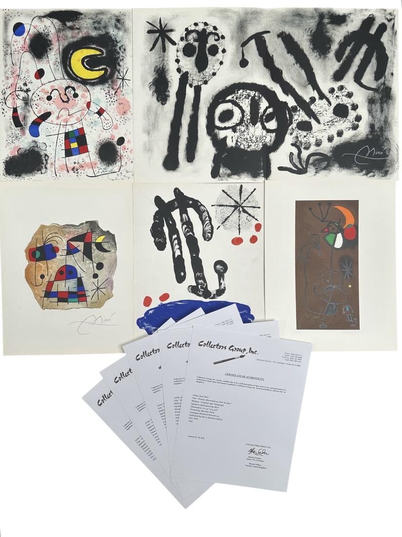 5pc Joan Miro Original Color Lithographs COAs (1 of 20)