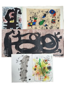 5pc Joan Miro Original Color Lithographs COA