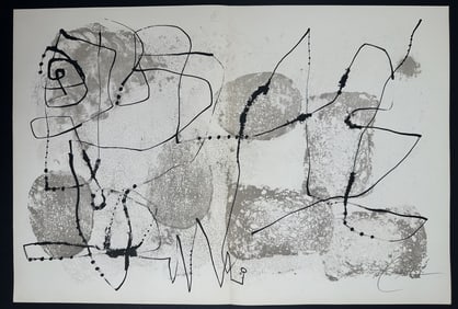 Joan Miro Lithograph Double Page 60th Birthday