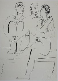 Pablo Picasso Litho "Trois Personnages" COA Stamp