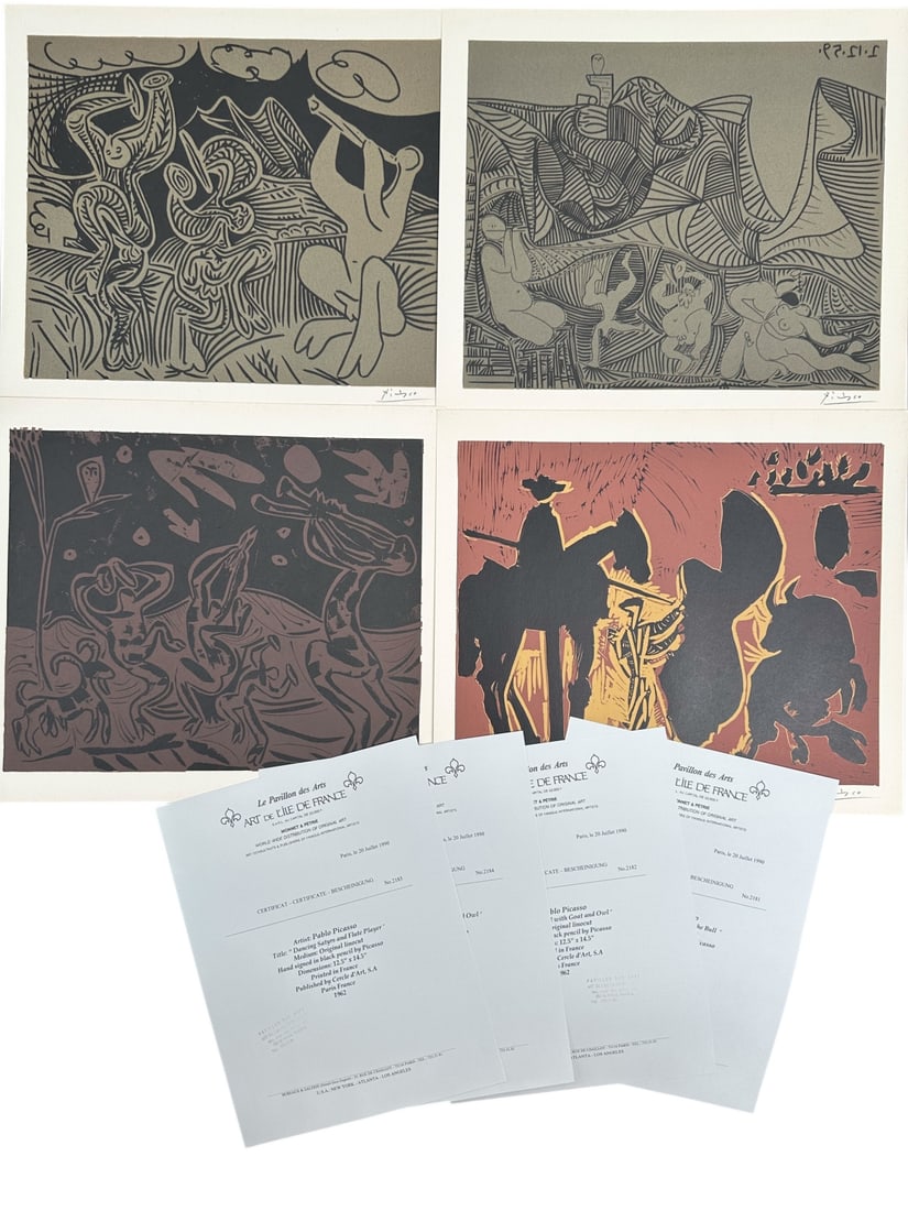 4pc Pablo Picasso Original Linocuts With COAs (1 of 13)