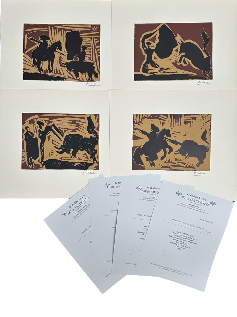4pc Pablo Picasso Original Linocuts COA (1 of 17)