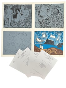 4pc Pablo Picasso Original Linocuts COA Signed