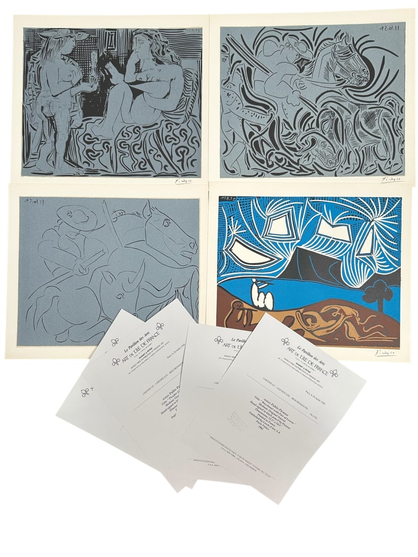 4pc Pablo Picasso Original Linocuts COA Signed (1 of 16)