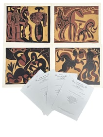 4pc Pablo Picasso Original Linocuts and COAs