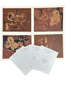 4pc Pablo Picasso Original Linocuts COA & Signed