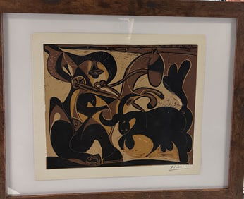Pablo Picasso "Picador Goading Bull" Linocut COA