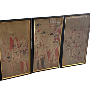 3pc Chinese Triptych of East Asian Paintings