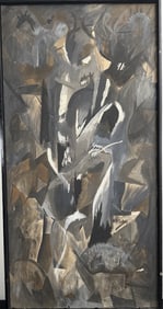 Antq Oil on Canvas Artist Illegible Abstract