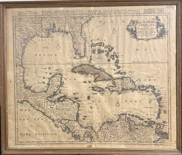 1730 Reiner & Josua Ottens "Insula Americana" Map: 1730 Reiner & Josua Ottens in Amsterdam. Titled "Insula Americana". Includes Cuba, Hispaniola, Jamaica, Puerto Rico, the Lesser Antilles ("Antilla, vulgo Cariba") and the Leeward and Windward Islands