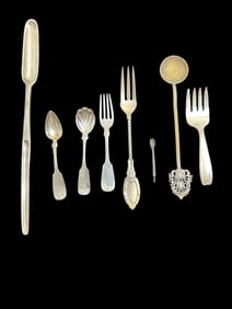 8pc Coin Silver, Tiffany & Islamic Spoon