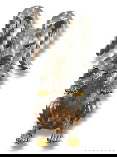 Arthur Court Rabbit Champagne Bucket: Arthur Court rabbit champagne bucket with hinged lid, rabbit has gold feet. Marked on bottom Arthur Court 1986 Copyright.