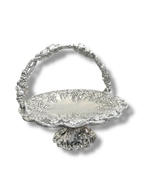 Arthur Court Aluminum Pedestal Basket w Handle