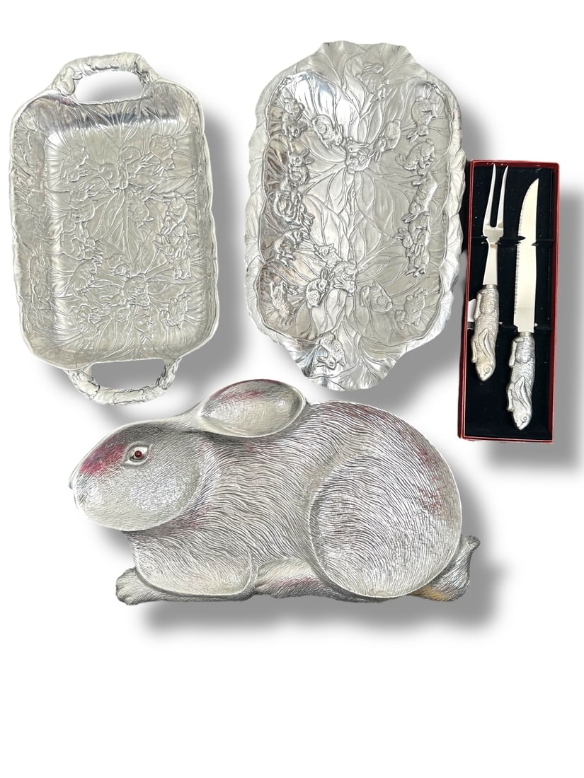 4pc Arthur Court Bunnies Serving Plates & Utensils (1 of 19)