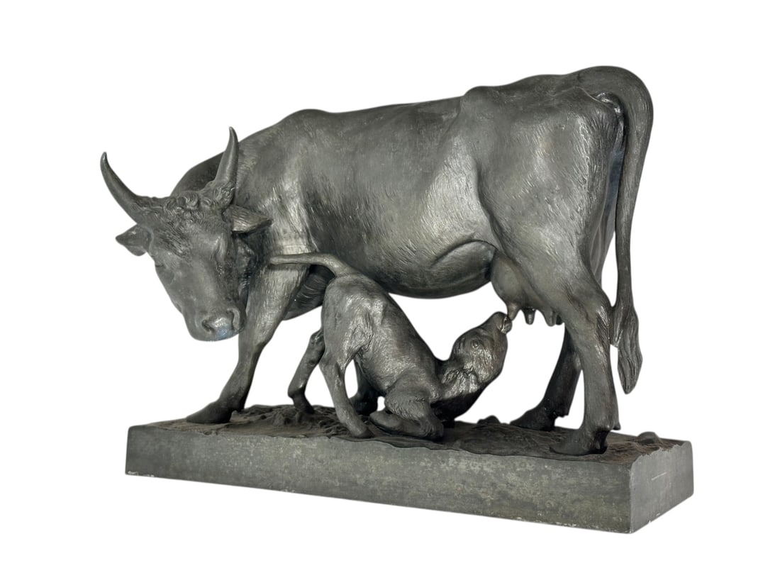19C German Iron Sculpture of Cow and Calf (1 of 10)