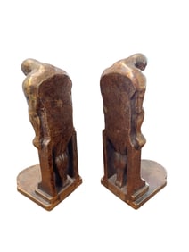 Pr Oscar B. Bach Patinated Metal Bookends