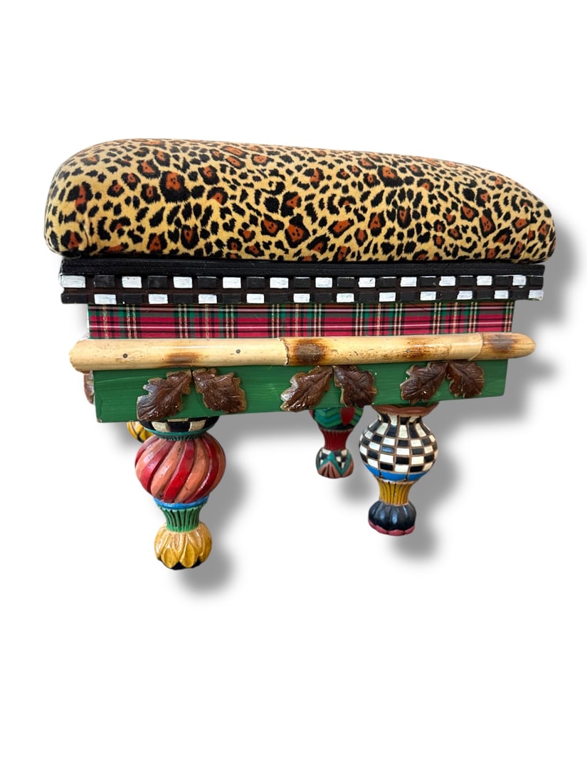 Mackenzie-Childs Style Cushioned Foot Stool (1 of 11)