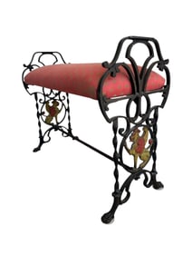 Antique Art Deco Wrought Iron Window Bench