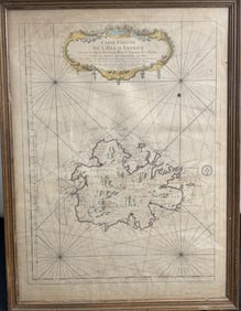 1758 Map Carte Reduite de L'Isle d'Antigue