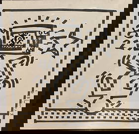 Keith Haring Lithograph 1981 Pop Art: Keith Haring lithograph, Keith is known for his distinctive pop art. Signed K. Haring 81 on right. Excellent condition. Art measures 12" x 13.5", frame measures 16.5" x 18".