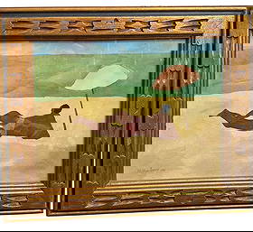 Milton Avery Original Gouache on Artist Paper: Milton Avery (1885-1965) original gouache on artist paper, dated 1946. Signed and dated lower left. Label on verso from Shepler's The Lamp Post custom picture framing. Excellent condition. Art measure