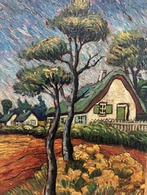Vincent Oil on Canvas of Farm Home