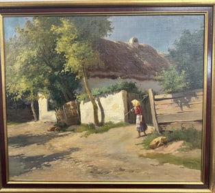 Gyula Julius Zorkoczy "Afternoon Stroll" Oil