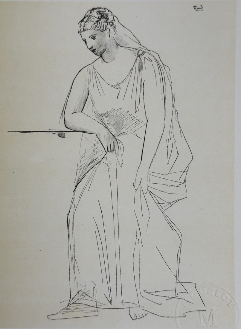 Pablo Picasso Litho "Woman With A Veil" COA Stamp (1 of 8)