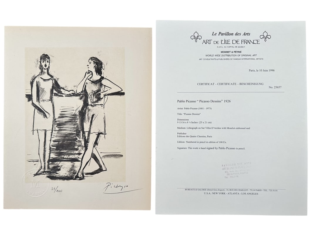 Pablo Picasso "Picasso Dessins" Litho COA Seal (1 of 5)