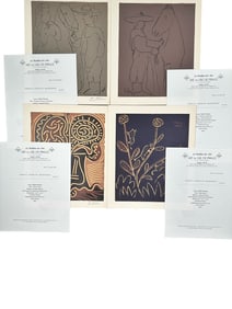 4pc Pablo Picasso Original Linocuts COA