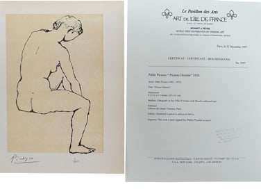 Pablo Picasso "Picasso Dessins" COA & Seal