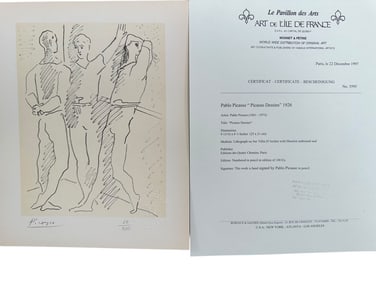 Pablo Picasso "Picasso Dessins" COA & Seal