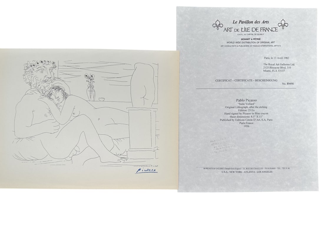 Pablo Picasso "Suite Vollard" Litho COA (1 of 6)