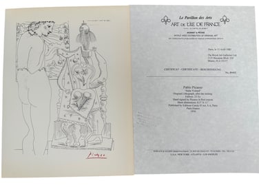 Pablo Picasso "Suite Vollard" Lithograph COA