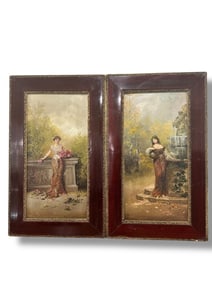Antique 2pc Vadasz Paintings Oil on Canvas