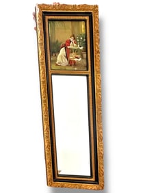 Vintage Trumeau Mirror with Mandell Painting