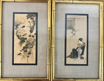 2pc Hosoda Eishi (1756-1829) Woodblock Print