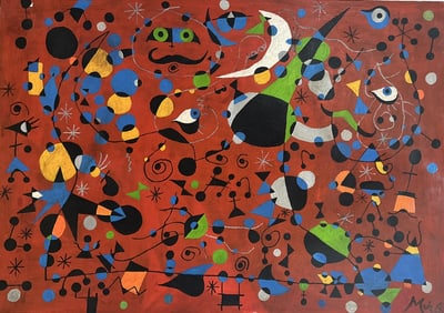 After Joan Miro Reproduction Oil on Canvas