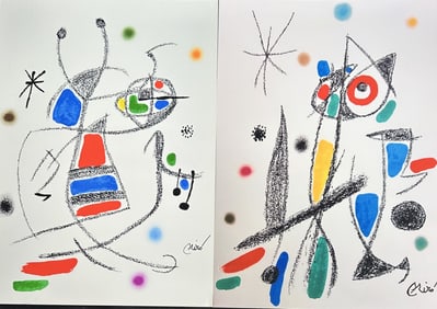 2pc Joan Miro Original Color Lithographs