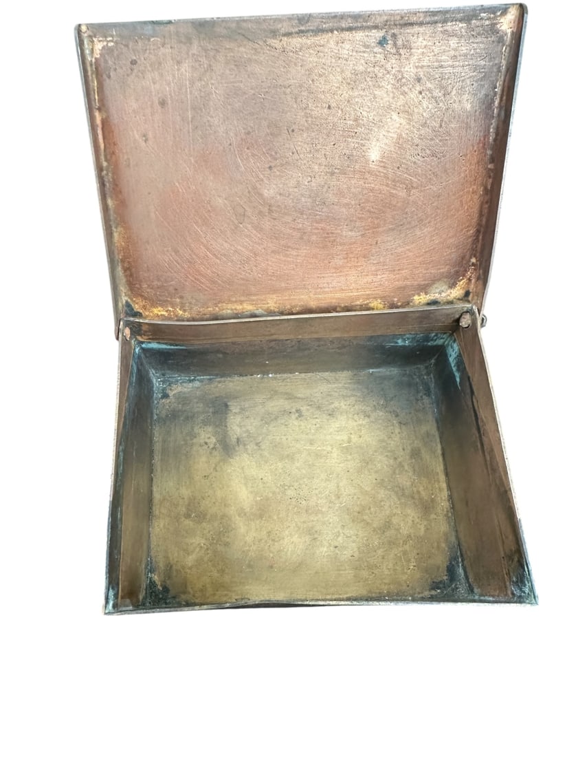 2pc Bronze Art Nouveau Hinged Lidded Boxes - 5