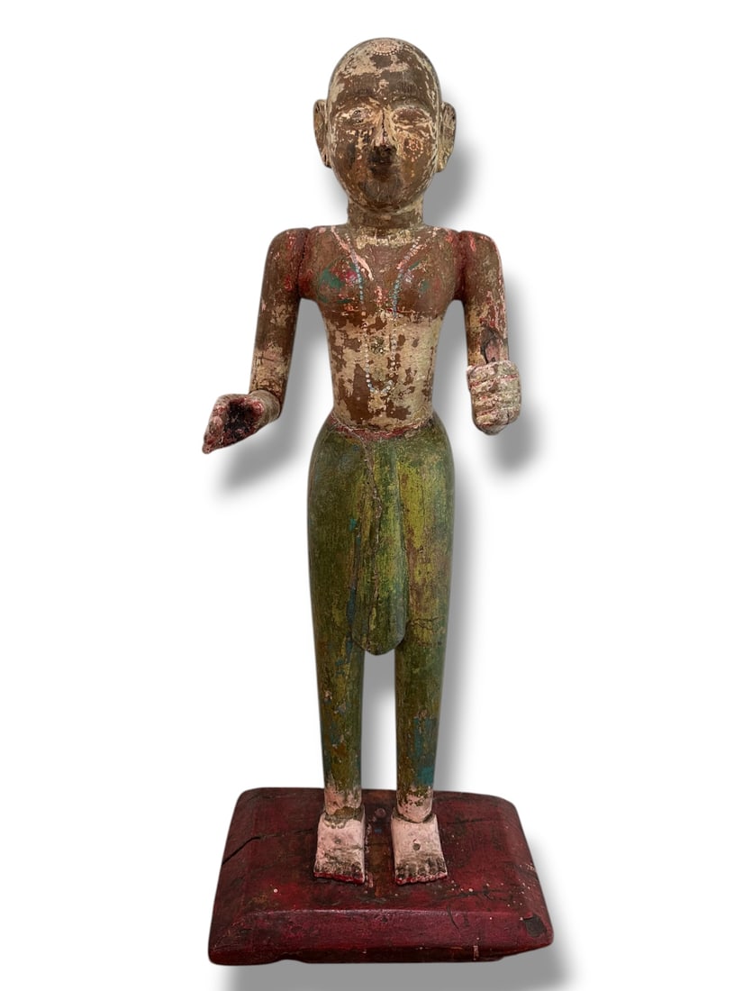 19C Indian Carved Wood Sculpture Polychrome (1 of 14)